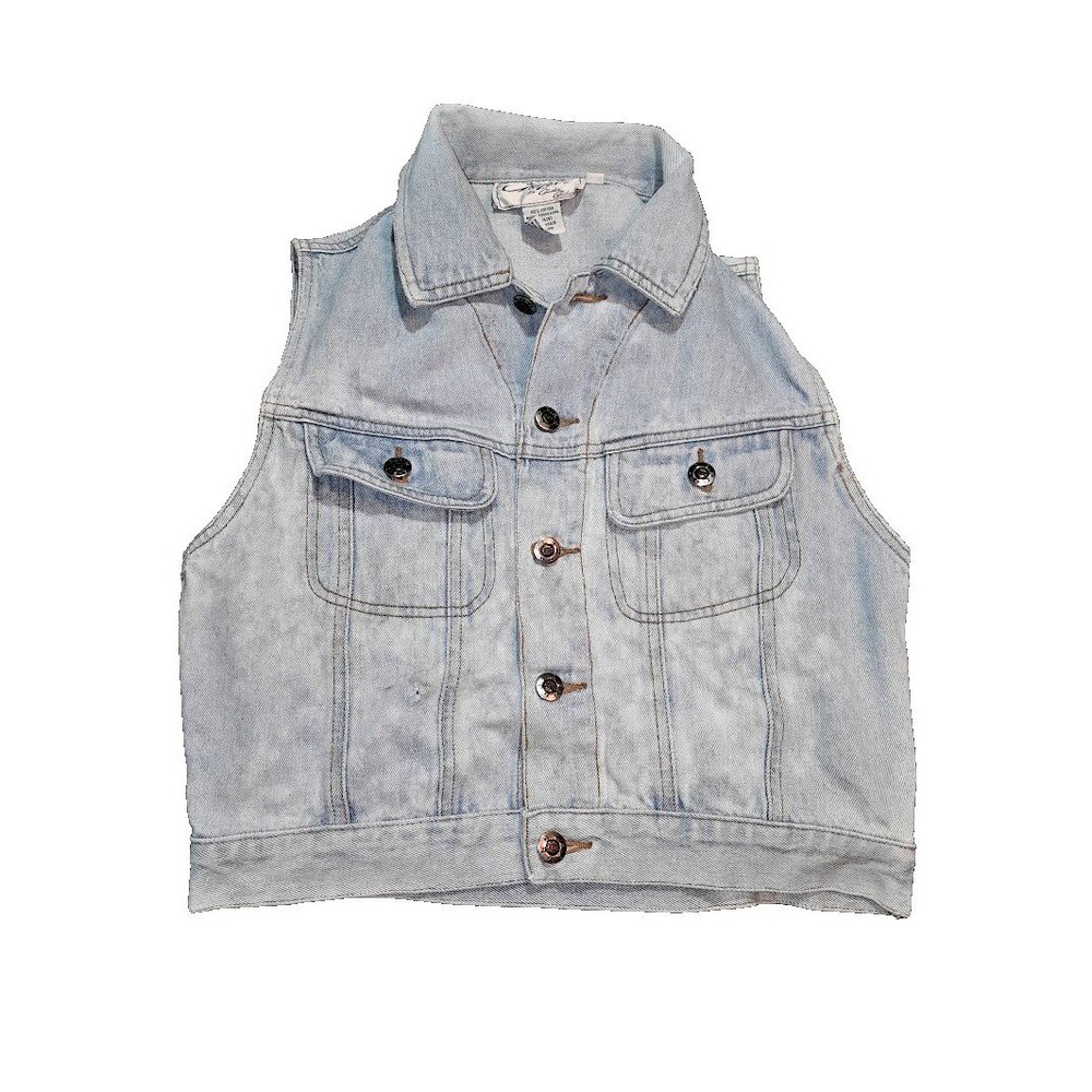 Distressed 90s Chazzz By Charles Ghailian Denim Jean Jacket Vest Cutoff M